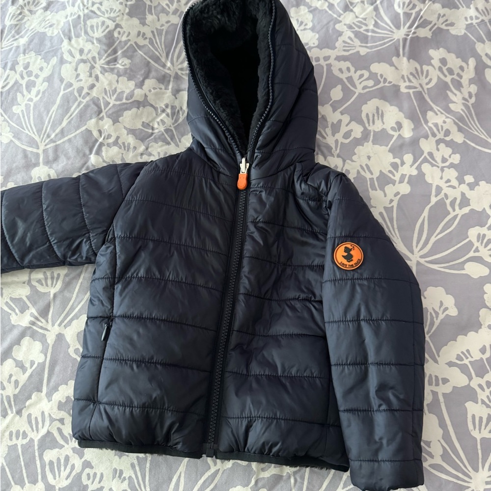 Save the duck original jacket dark navy size 18/24 mo Reversible